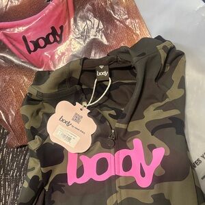 Camo Hoodie with Pink Logo